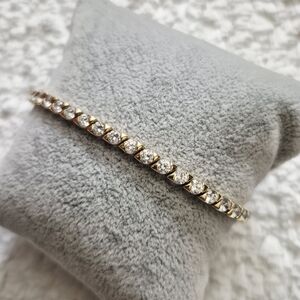 Vintage 14k Gold Vermeil Cz Tennis Bracelet